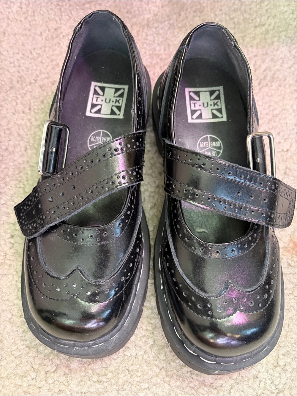 T.U.K Black Patent Mary Jane Shoes